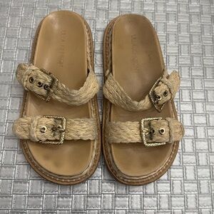 ULLA JOHNSON Jute Slides Size 37.5 ( 7.5)